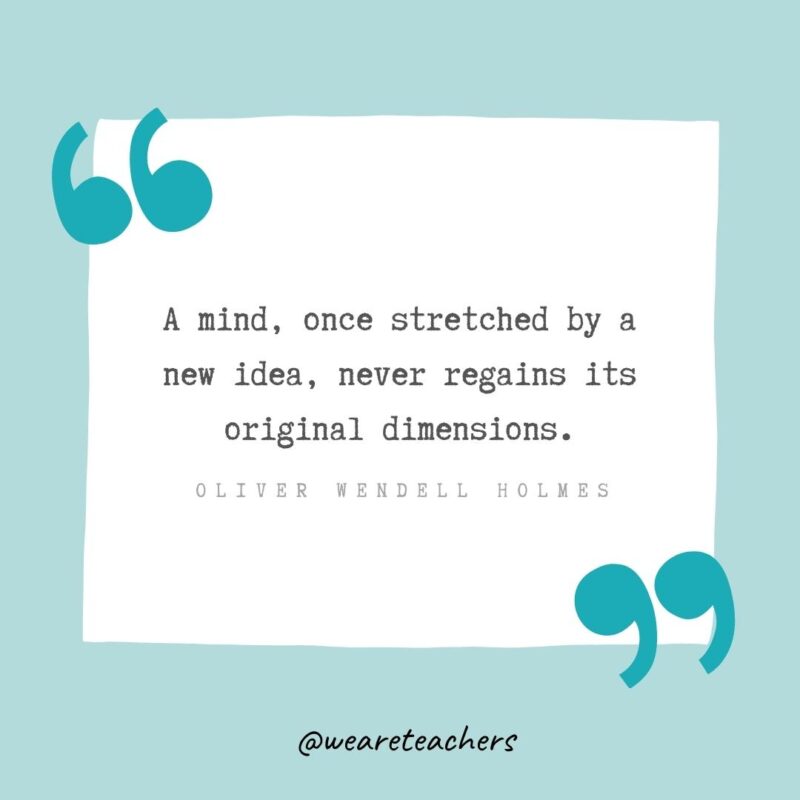 A mind, once stretched by a new idea, never regains its original dimensions. —Oliver Wendell Holmes- Teacher Appreciation Quotes
