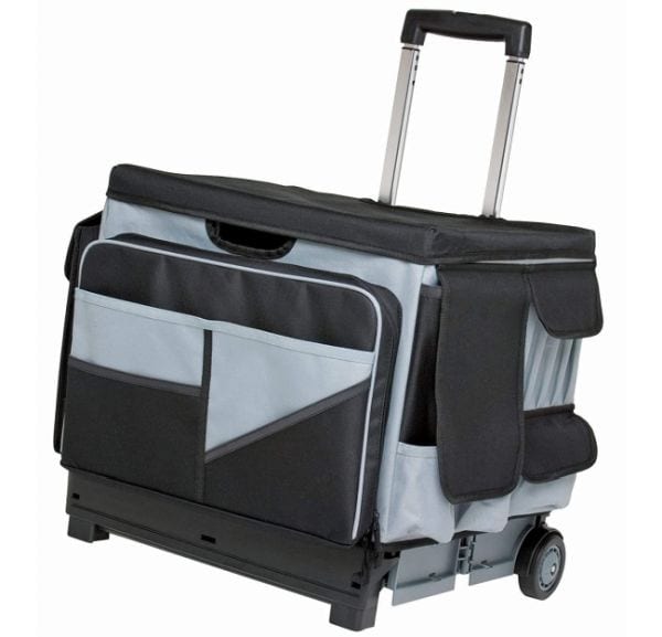 Rolling cart with organizer pockets and extendable handle (Best Teacher Bags)