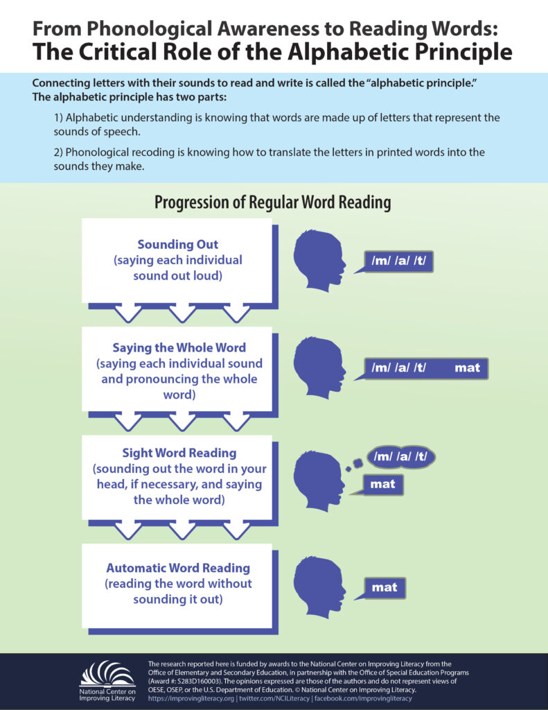 Infographic explaining the alphabetic principle to help answer What is Phonics?