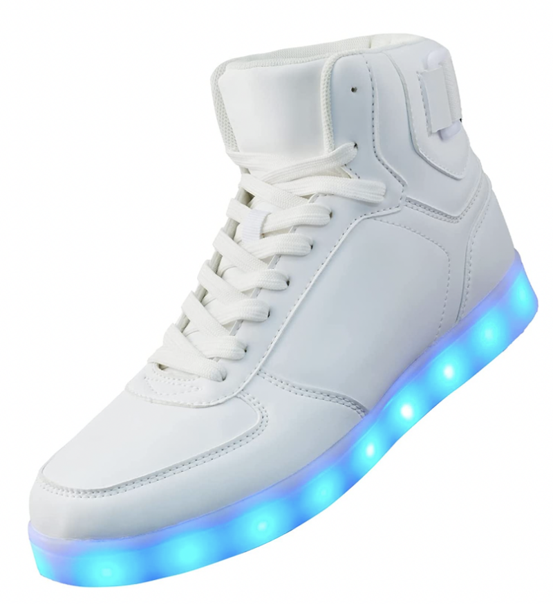 White DIYJTS Unisex LED Light Up Shoes, Fashion High Top LED Sneakers USB Rechargeable Glowing Luminous Shoes for Men, Women, Teens