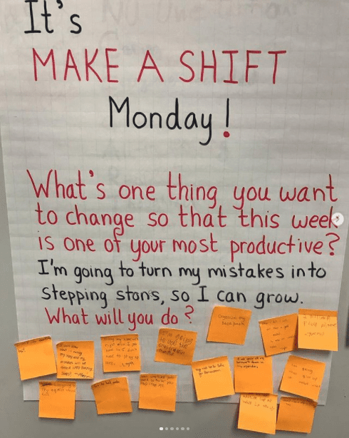 Classroom poster asking kids what is one thing you want to change to make this week productive